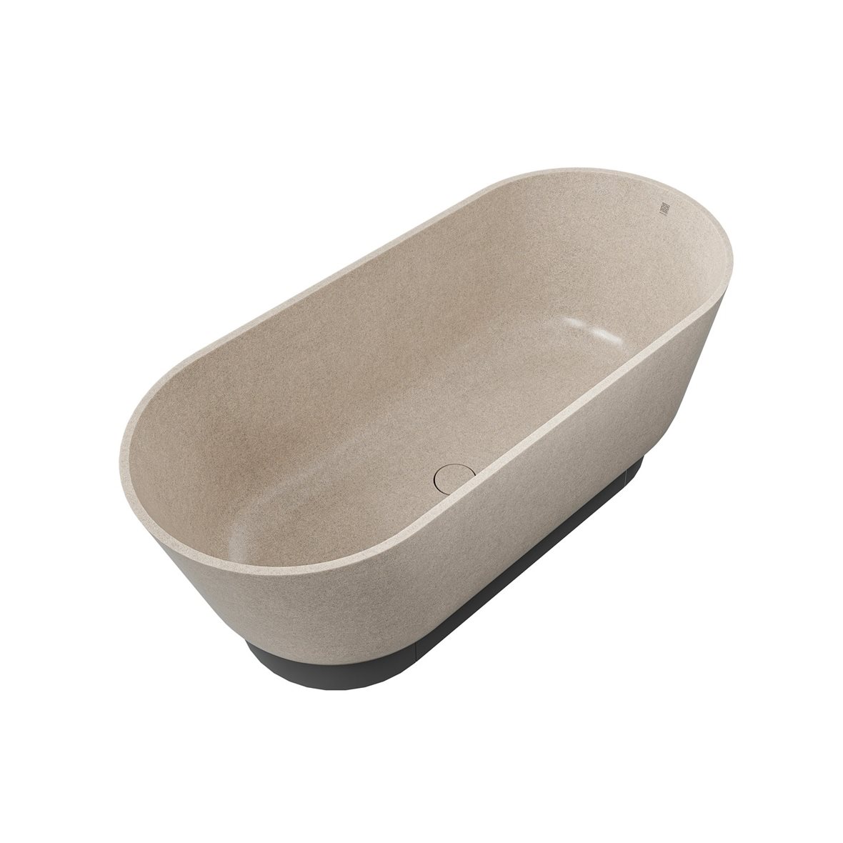 Woodio Flow kylpyamme 160x70x59 cm puukomposiitti Sand vapaasti sijoitettava