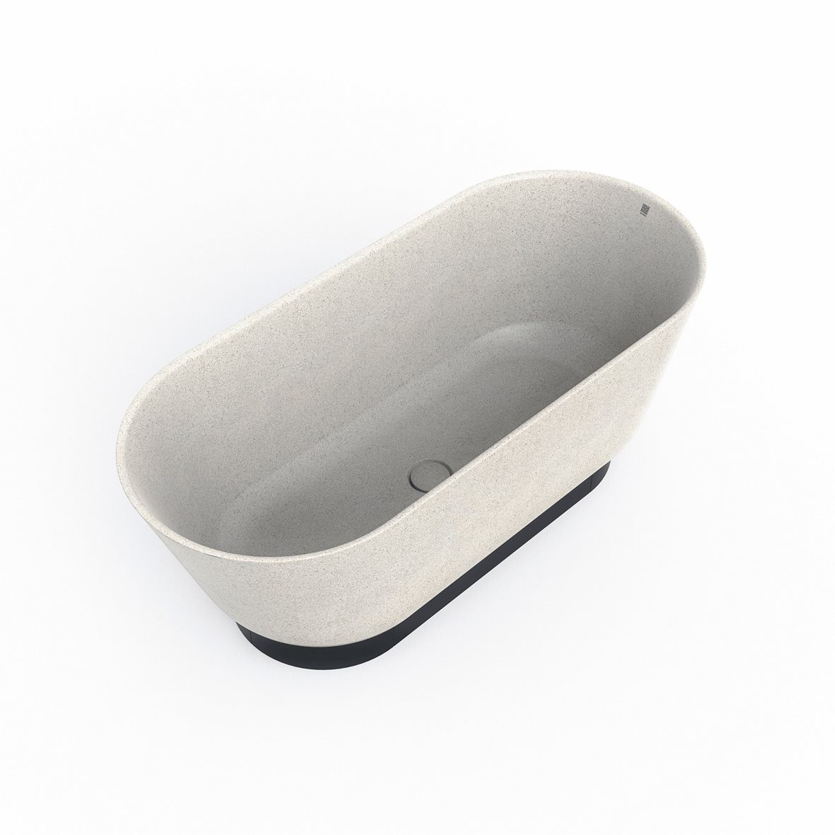 Woodio Flow kylpyamme 160x70x59 cm puukomposiitti Linen vapaasti sijoitettava