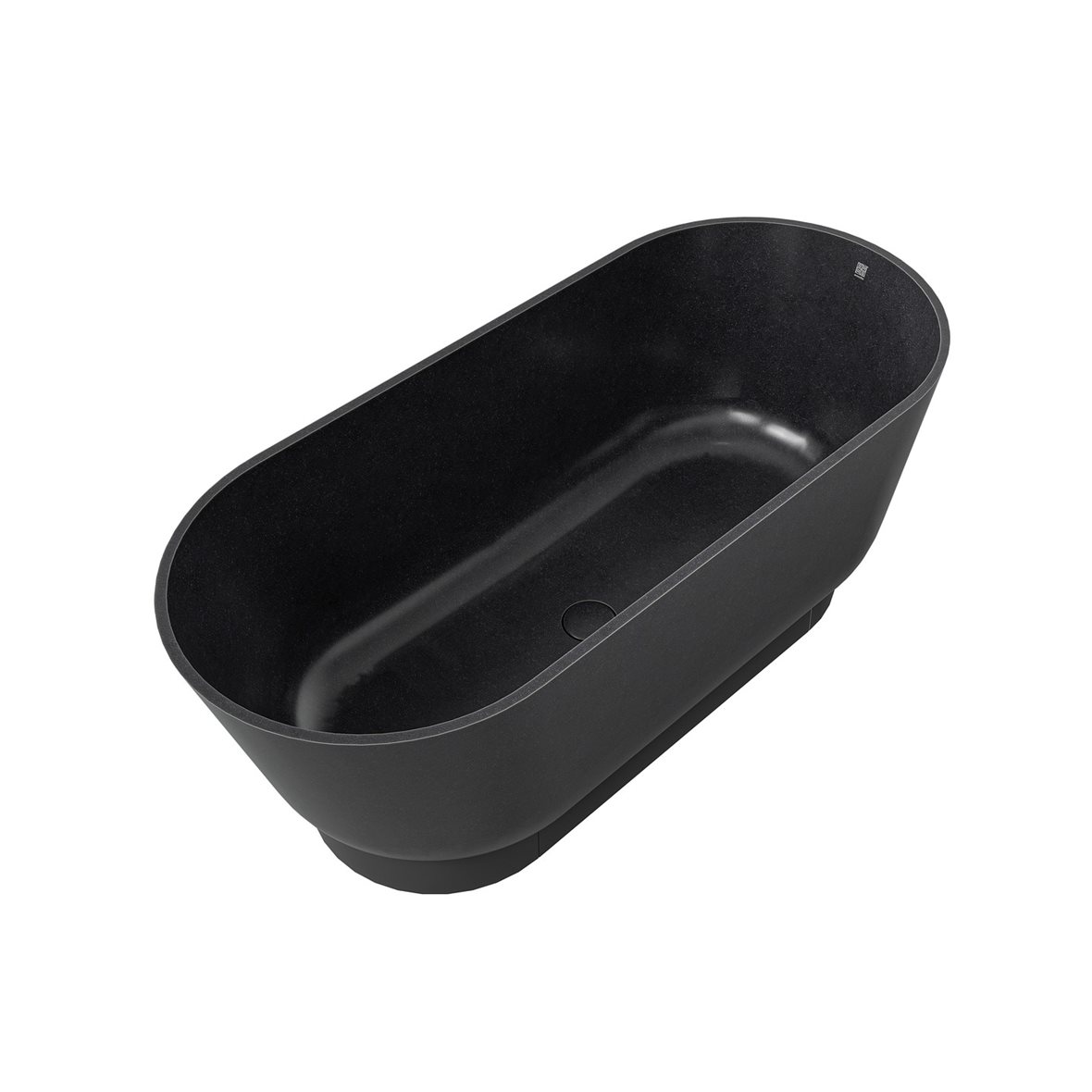 Woodio Flow kylpyamme 160x70x59 cm puukomposiitti Coal vapaasti sijoitettava