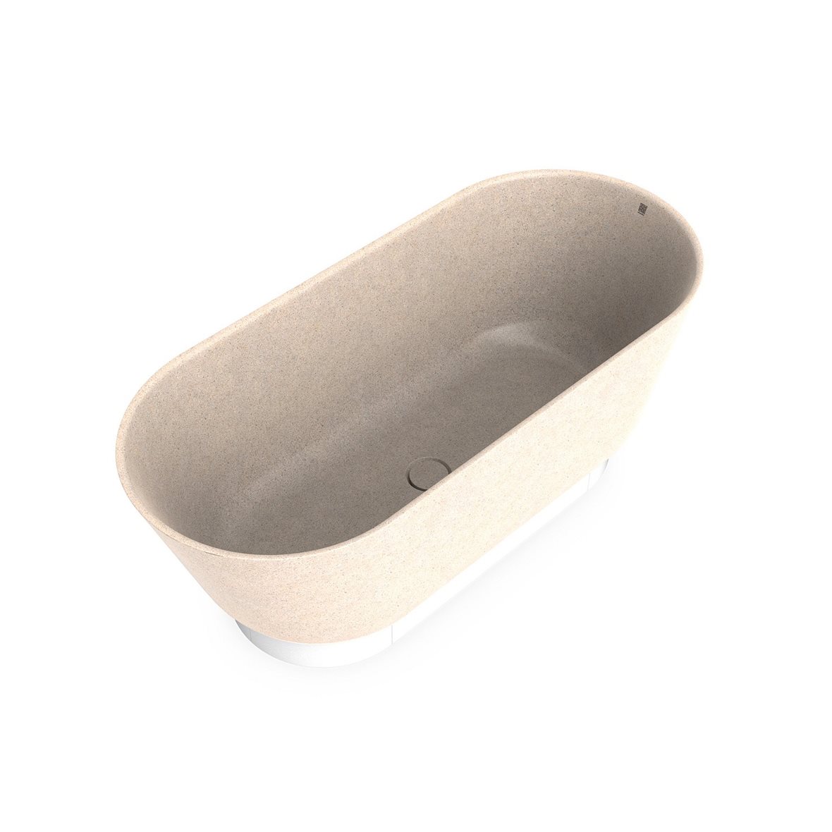 Woodio Flow kylpyamme 160x70x59 cm puukomposiitti Polar vapaasti sijoitettava