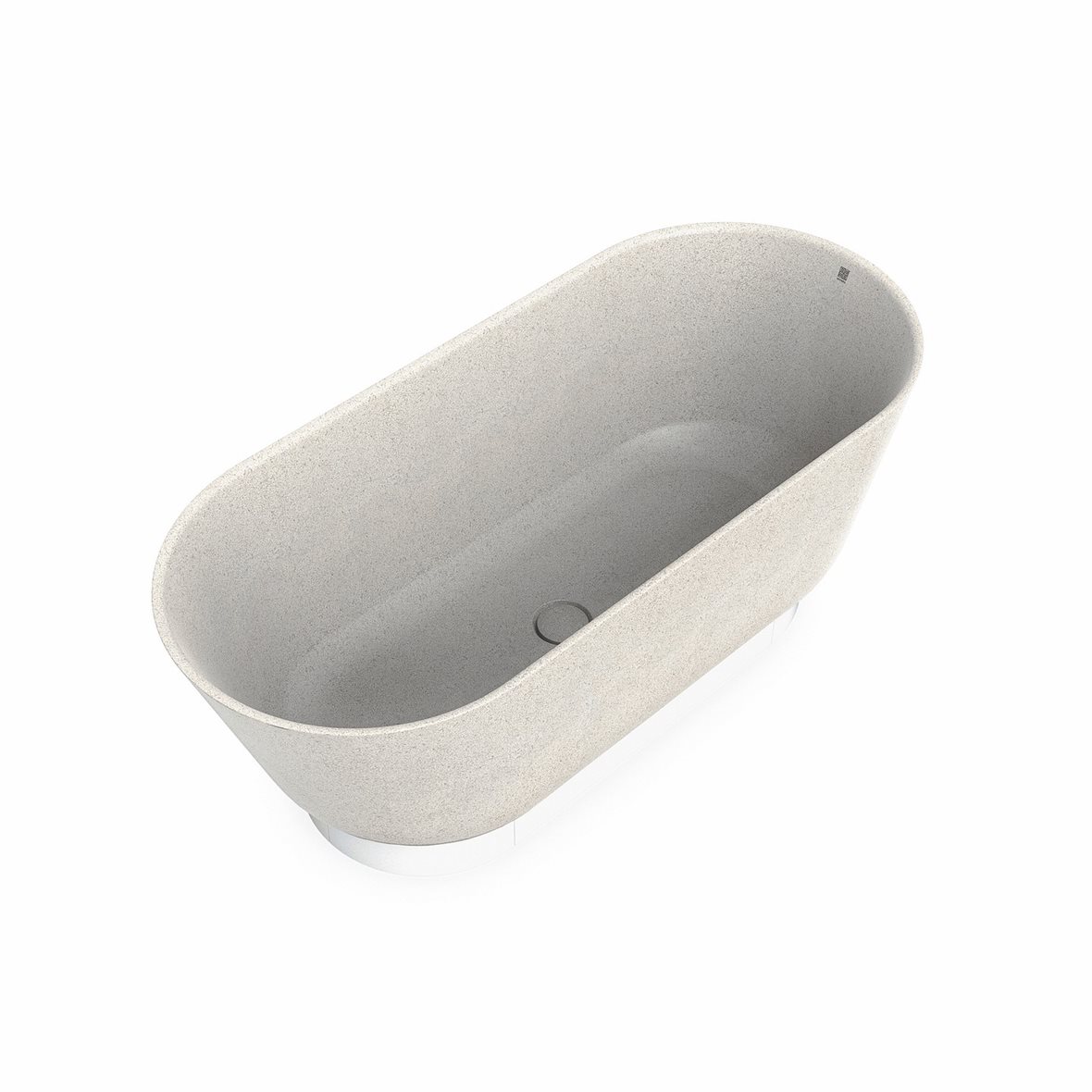 Woodio Flow kylpyamme 160x70x59 cm puukomposiitti Linen vapaasti sijoitettava