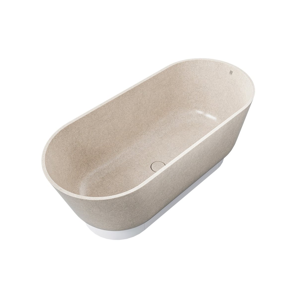 Woodio Flow kylpyamme 160x70x59 cm puukomposiitti Sand vapaasti sijoitettava