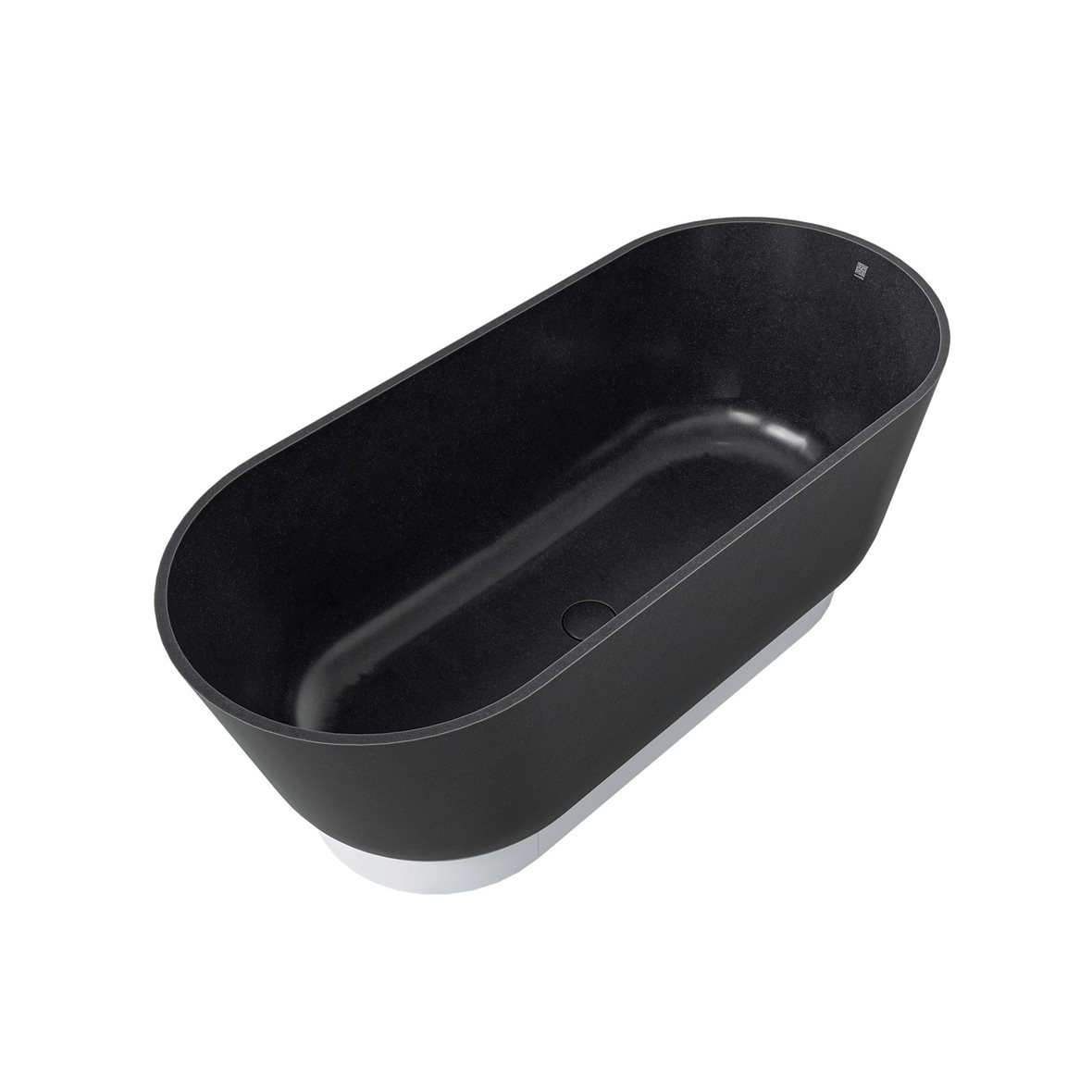 Woodio Flow kylpyamme 160x70x59 cm puukomposiitti Coal vapaasti sijoitettava