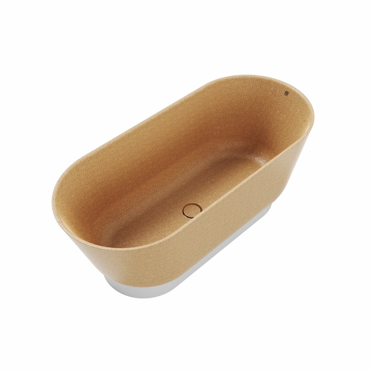 Woodio Flow kylpyamme 160x70x59 cm puukomposiitti Natural vapaasti sijoitettava