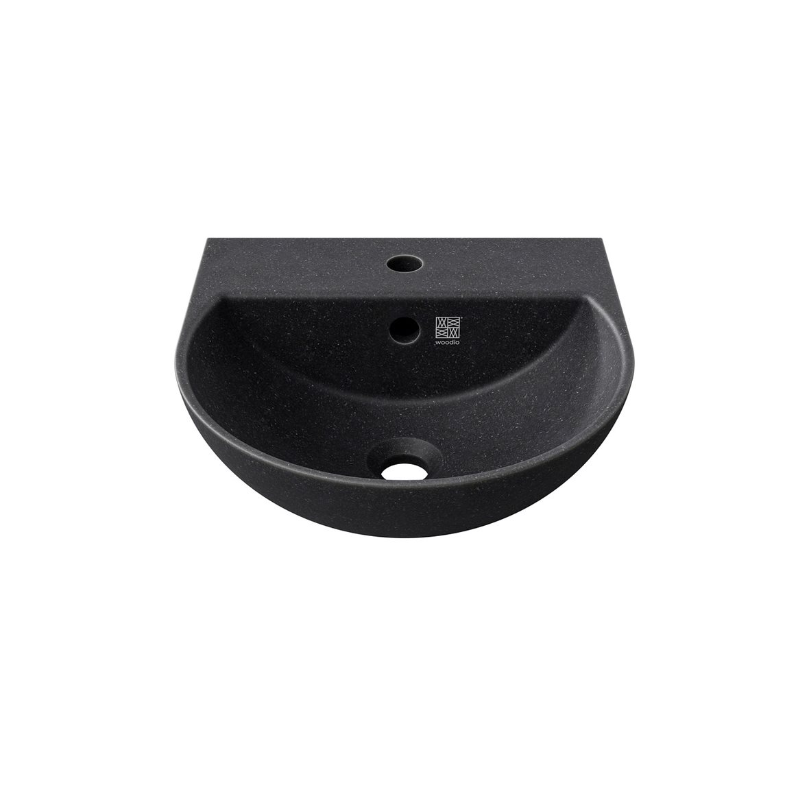 Woodio Soft seinään asennettava pesuallas 40X40X15,3 cm Coal woodio® puukomposiitti matta musta