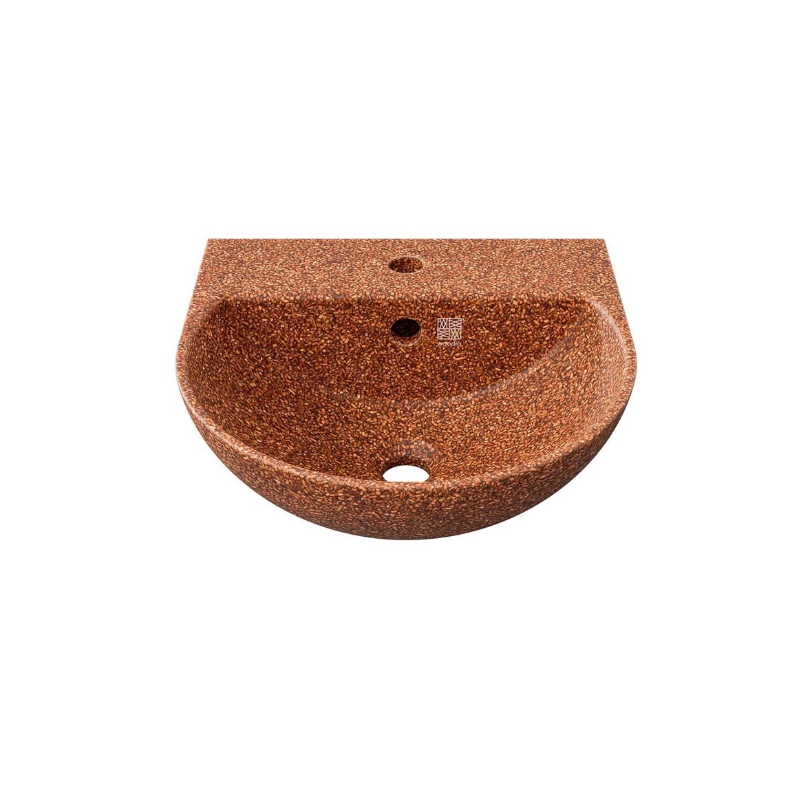 Woodio Soft seinään asennettava pesuallas 40X40X15,3 cm Clay woodio® puukomposiitti matta oranssi