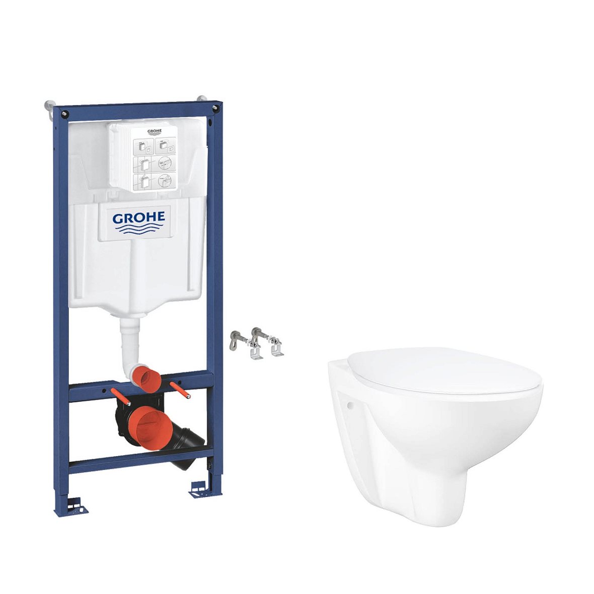 GROHE Custom Bau Basic seinä-WC-paketti vaimennettu kansi kiiltävä valkoinen