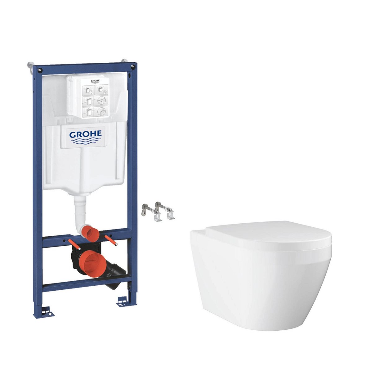 GROHE Custom Euro seinä-WC-paketti pikairroitus vaimennettu kansi pyörrehuuhtelu antibakteerinen kiiltävä valkoinen