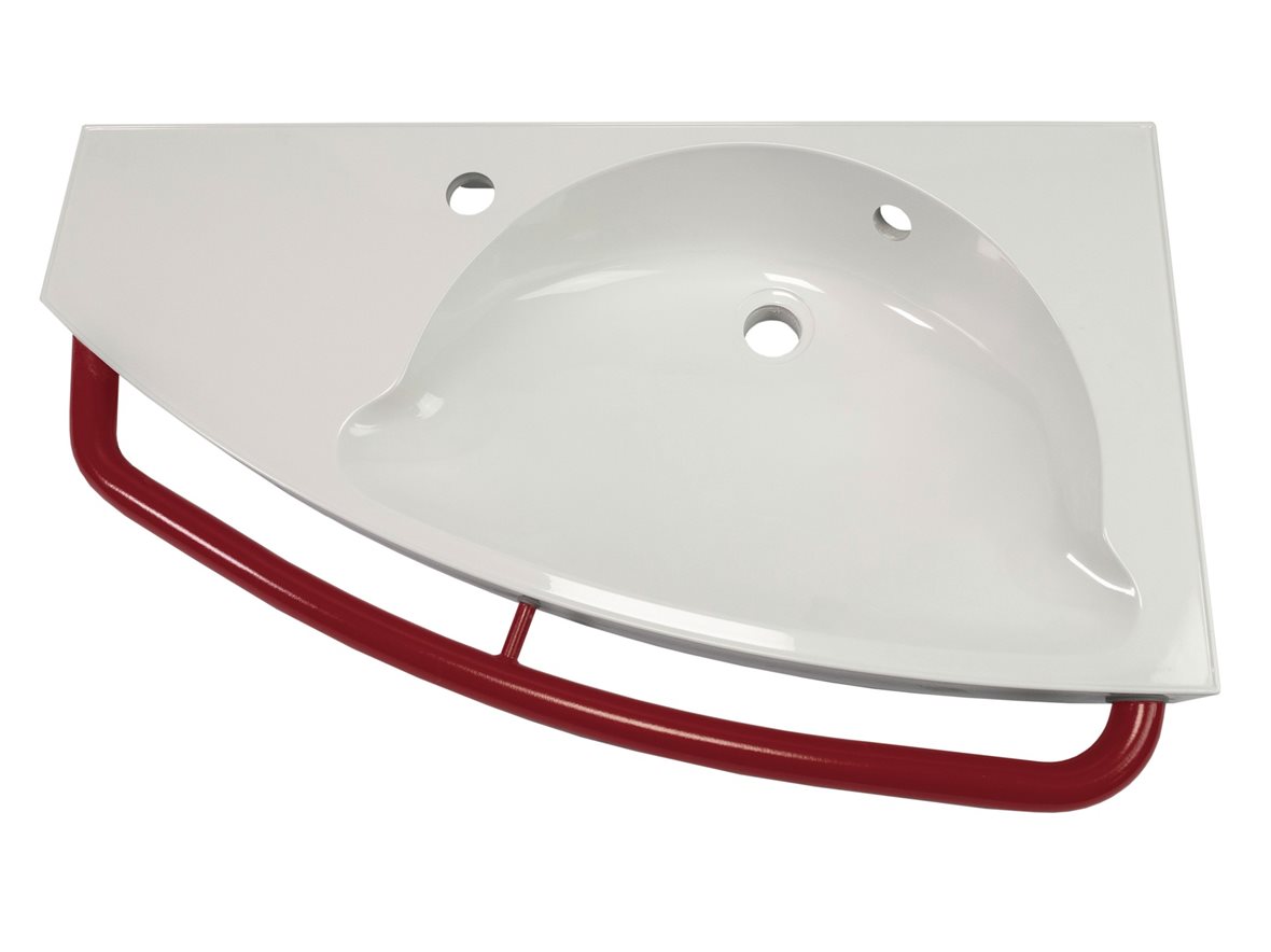 Liikkuva+ Elite seinään asennettava pesuallas tukikaiteella 80X47,5X14,1 cm punainen/valkoinen valumarmori vasemmalla kulho oikealla antibakteerinen k