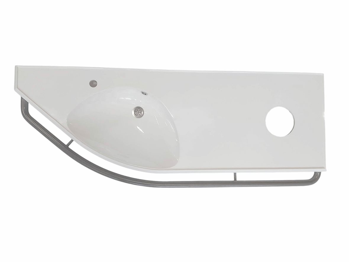 Liikkuva+ Elite seinään asennettava pesuallas tukikaiteella 150X56,6X15 cm harmaa/valkoinen valumarmori vasemmalla kulho vasemmalla kätisyys vasen ant