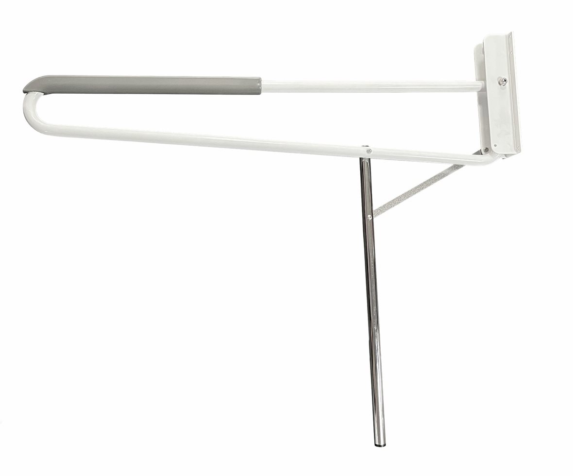 Liikkuva+ Prime WC-tukikaide 9x22x110 cm harmaa/valkoinen 25 mm teräs antibakteerinen tukijalalla