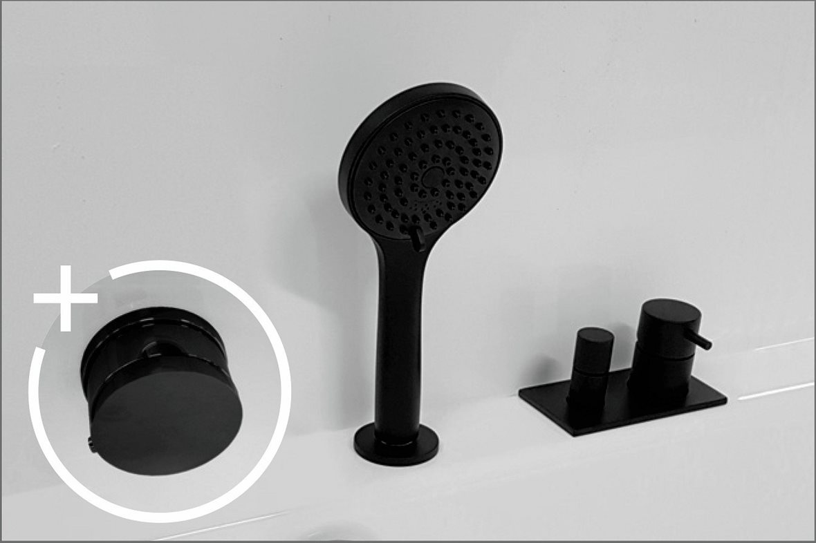 Balteco Cristina C1M 2-osainen ammehana tasoon ylivuototäytöllä mattamusta