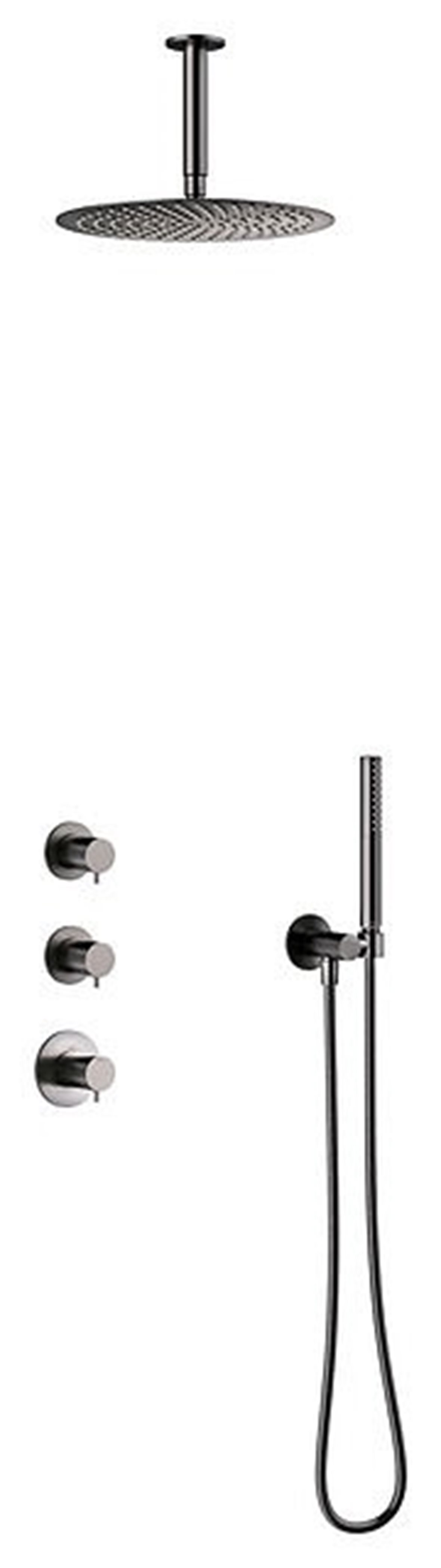 Damixa Iris XS2 piiloasennettava sadesuihkusetti PVD graphite grey