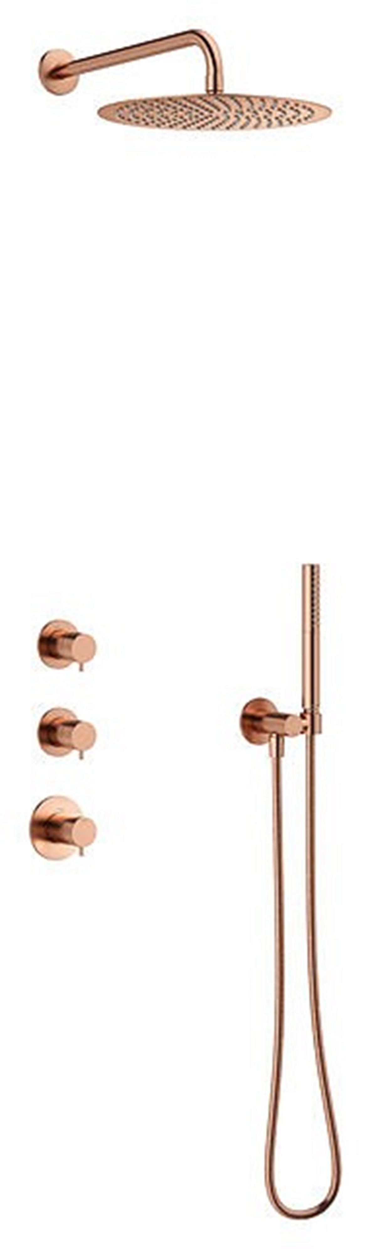 Damixa Iris XS1 piiloasennettava sadesuihkusetti metalli PVD harjattu kupari