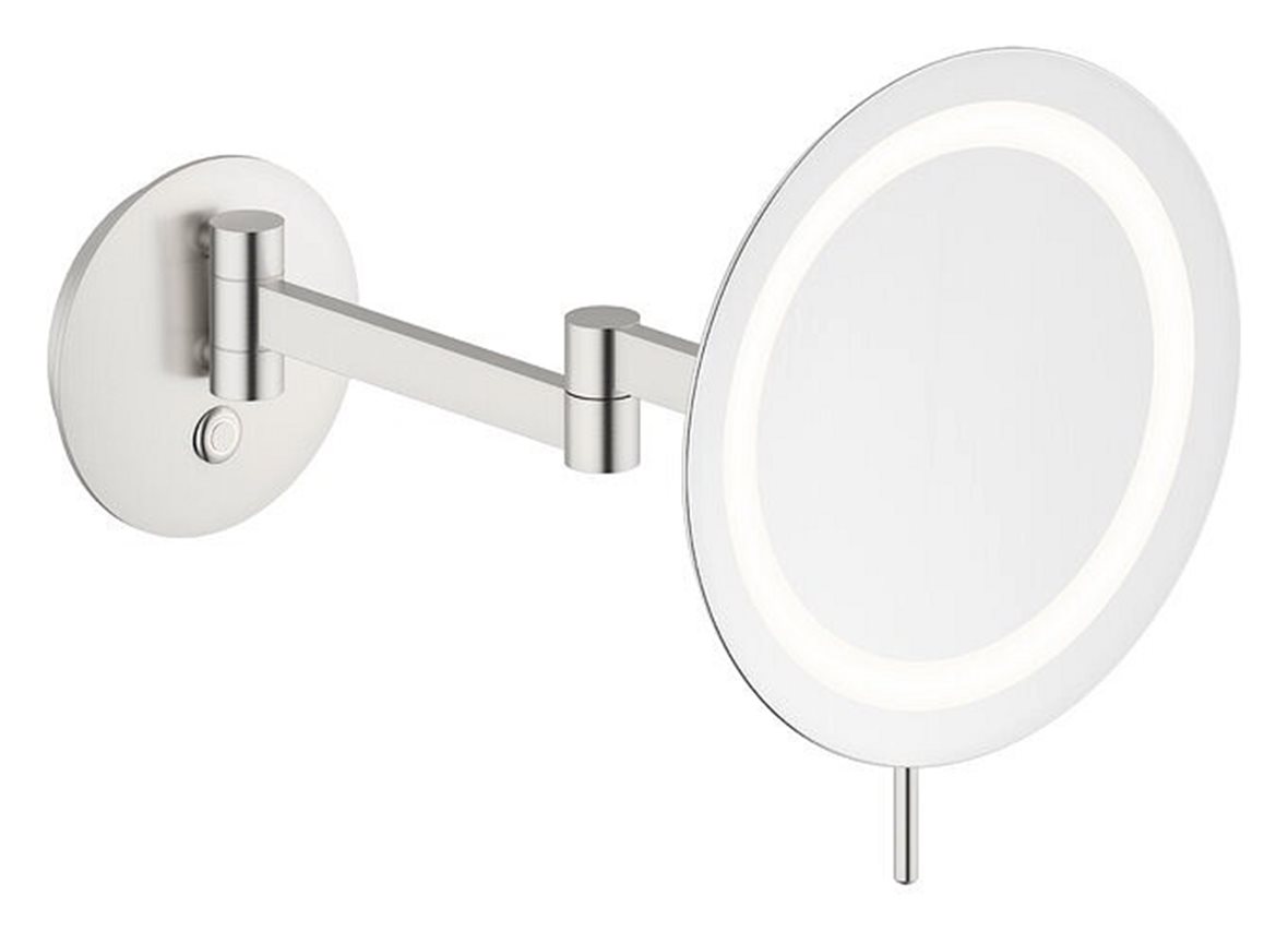 Damixa Zen meikkipeili Ø23 cm LED-valolla teleskooppivarsi harjattu PVD teräs
