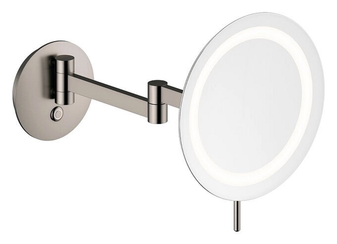 Damixa Zen meikkipeili Ø23 cm LED-valolla teleskooppivarsi harjattu PVD grafiitinharmaa