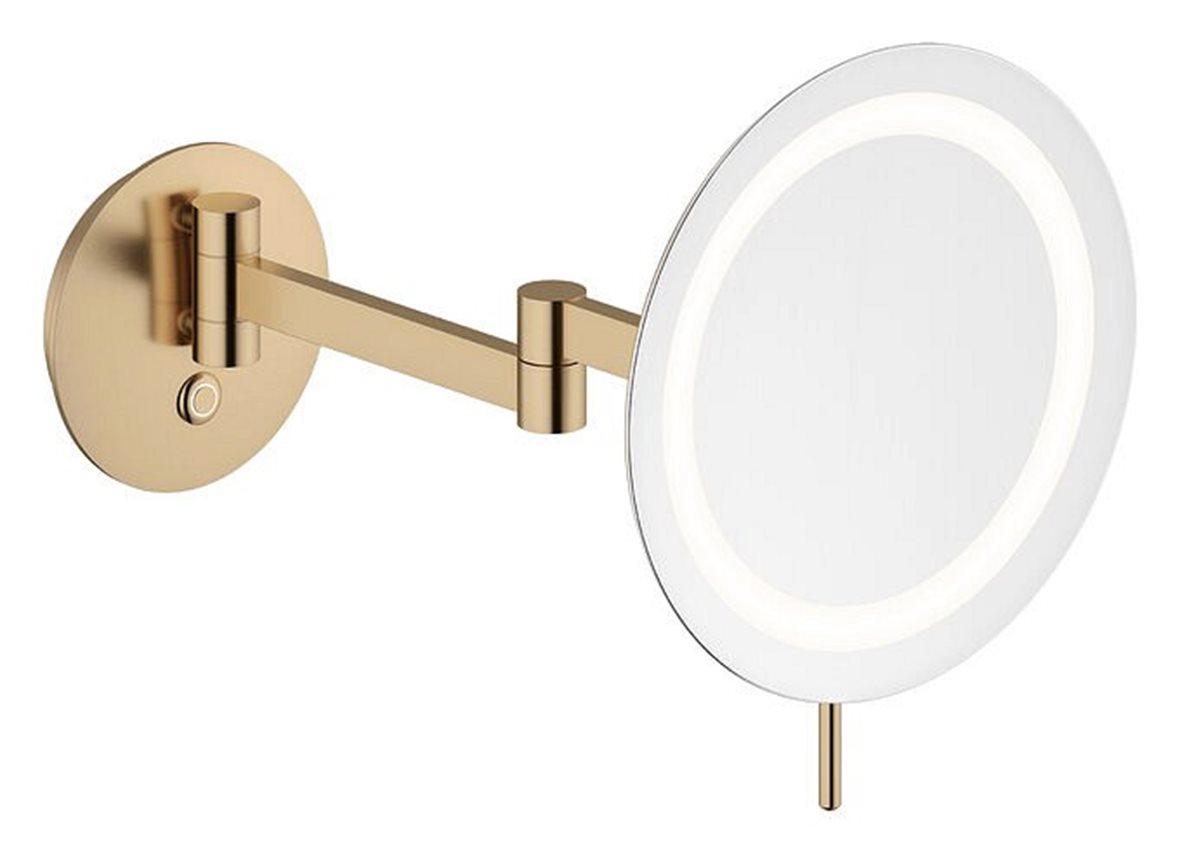 Damixa Zen meikkipeili Ø23 cm LED-valolla teleskooppivarsi harjattu PVD pronssi