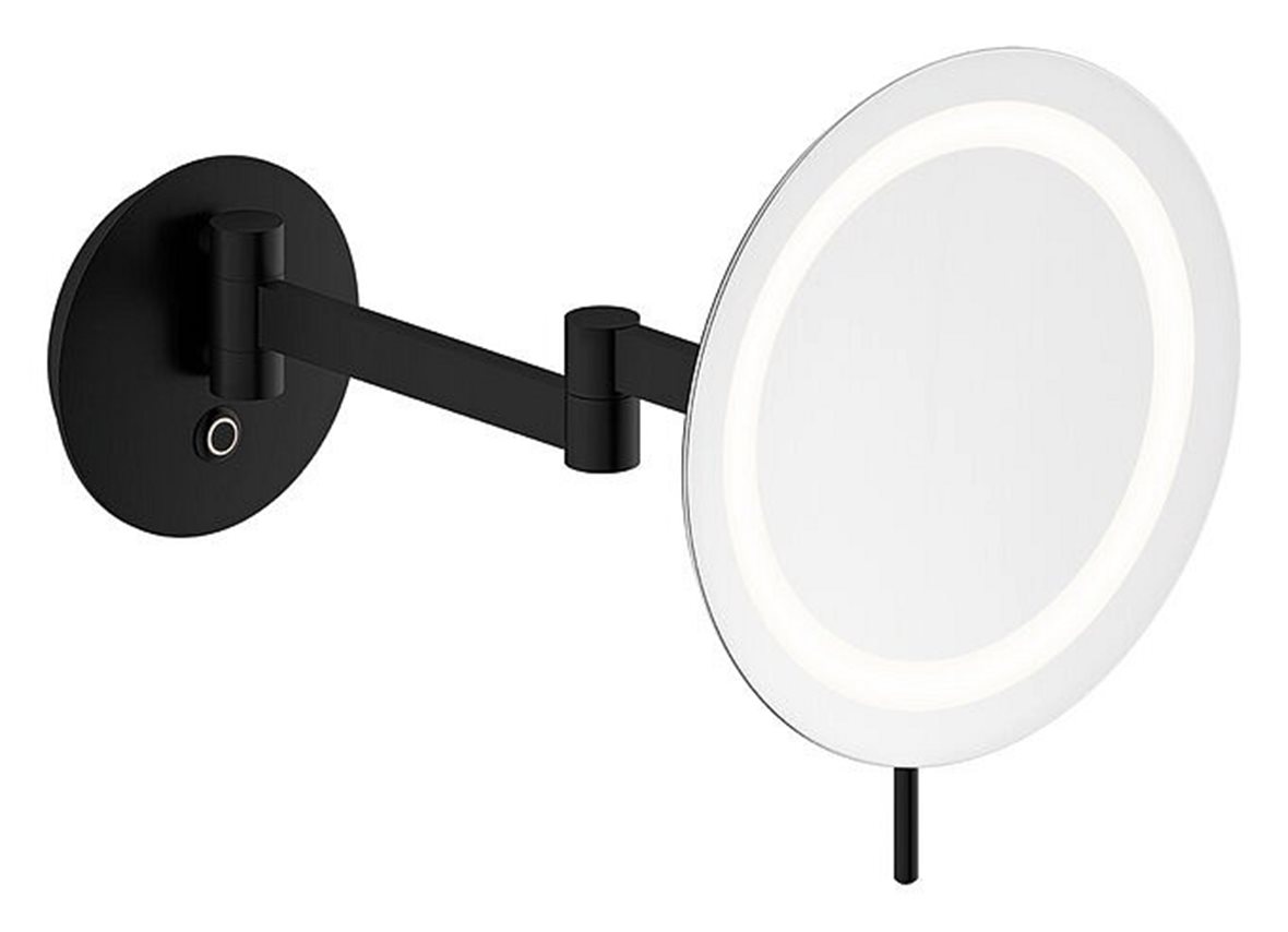 Damixa Zen meikkipeili Ø23 cm LED-valolla teleskooppivarsi mattamusta