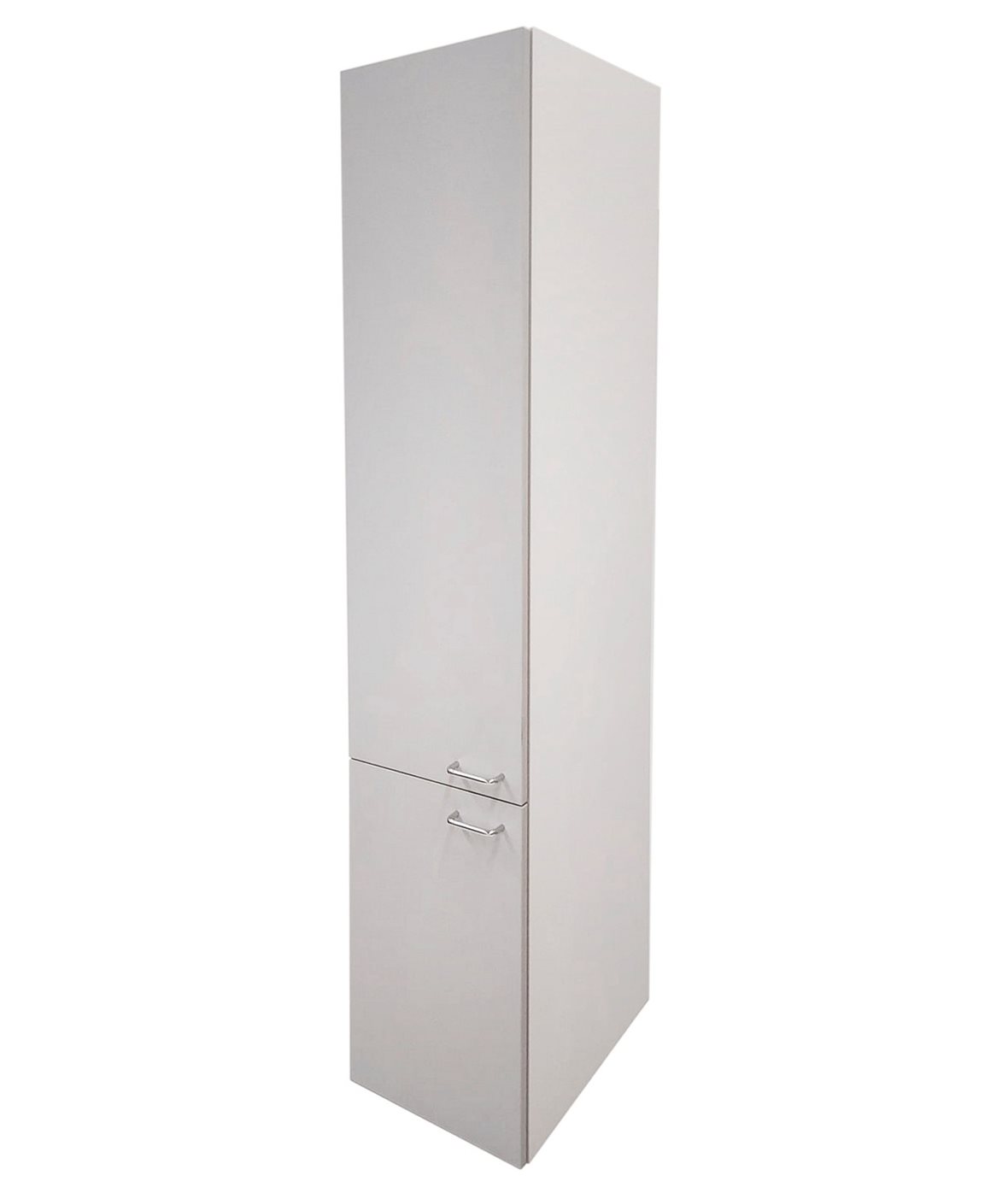 Liikkuva+ Elite korkea kaappi 40x180x50 cm valkoinen 2 ovea sisältää vetimet saranat vasemmalla pyykkikorilla