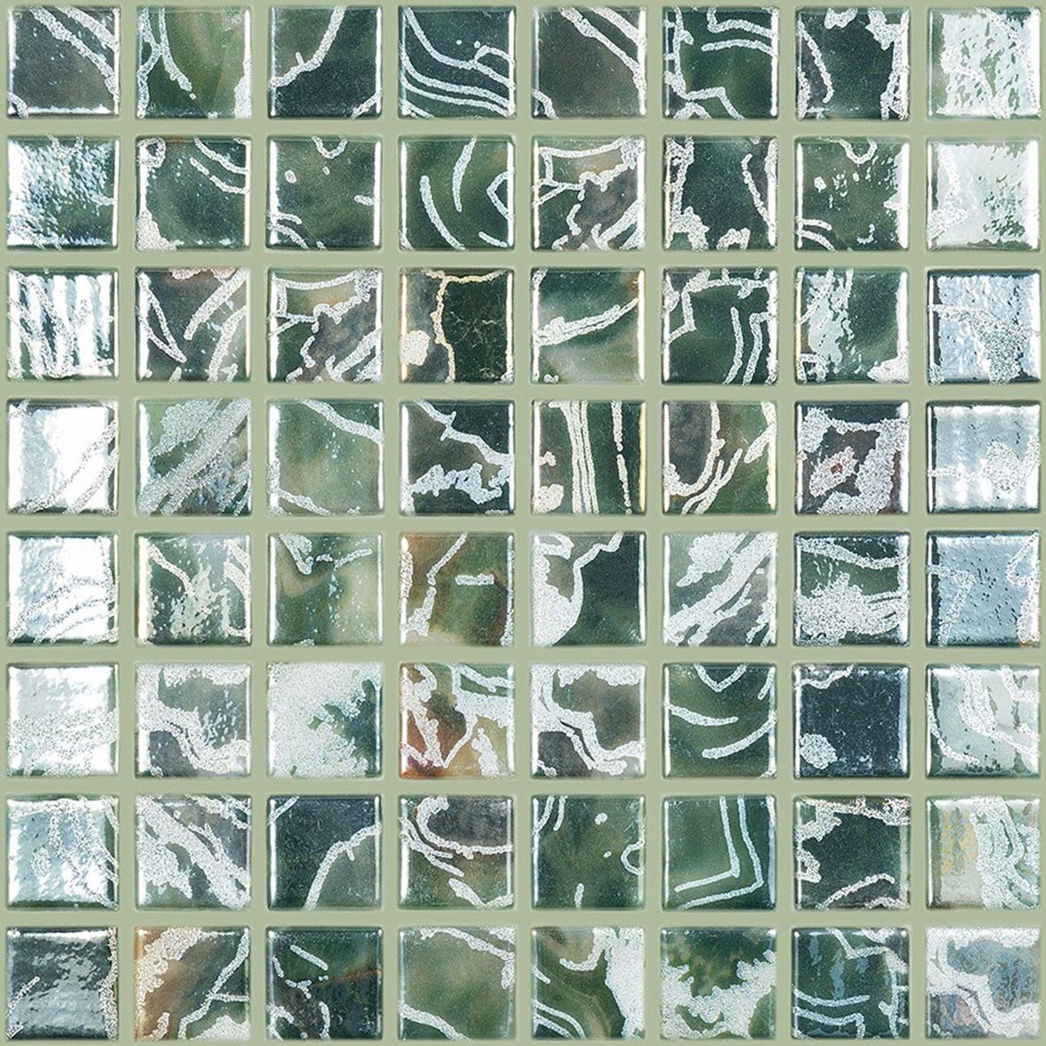 LPC Breeze lasilaatta mosaiikki seinälaatta lattialaatta 3,8X3,8 Emerald tasapintainen kiiltävä keskitumma vihreä kuvioitu