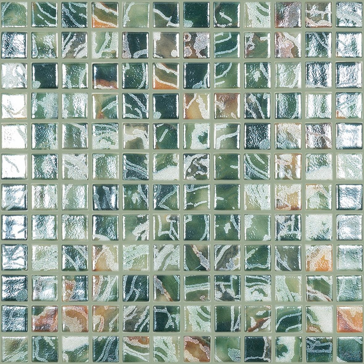 LPC Breeze lasilaatta mosaiikki seinälaatta lattialaatta 2,5X2,5 Emerald tasapintainen kiiltävä keskitumma vihreä kuvioitu