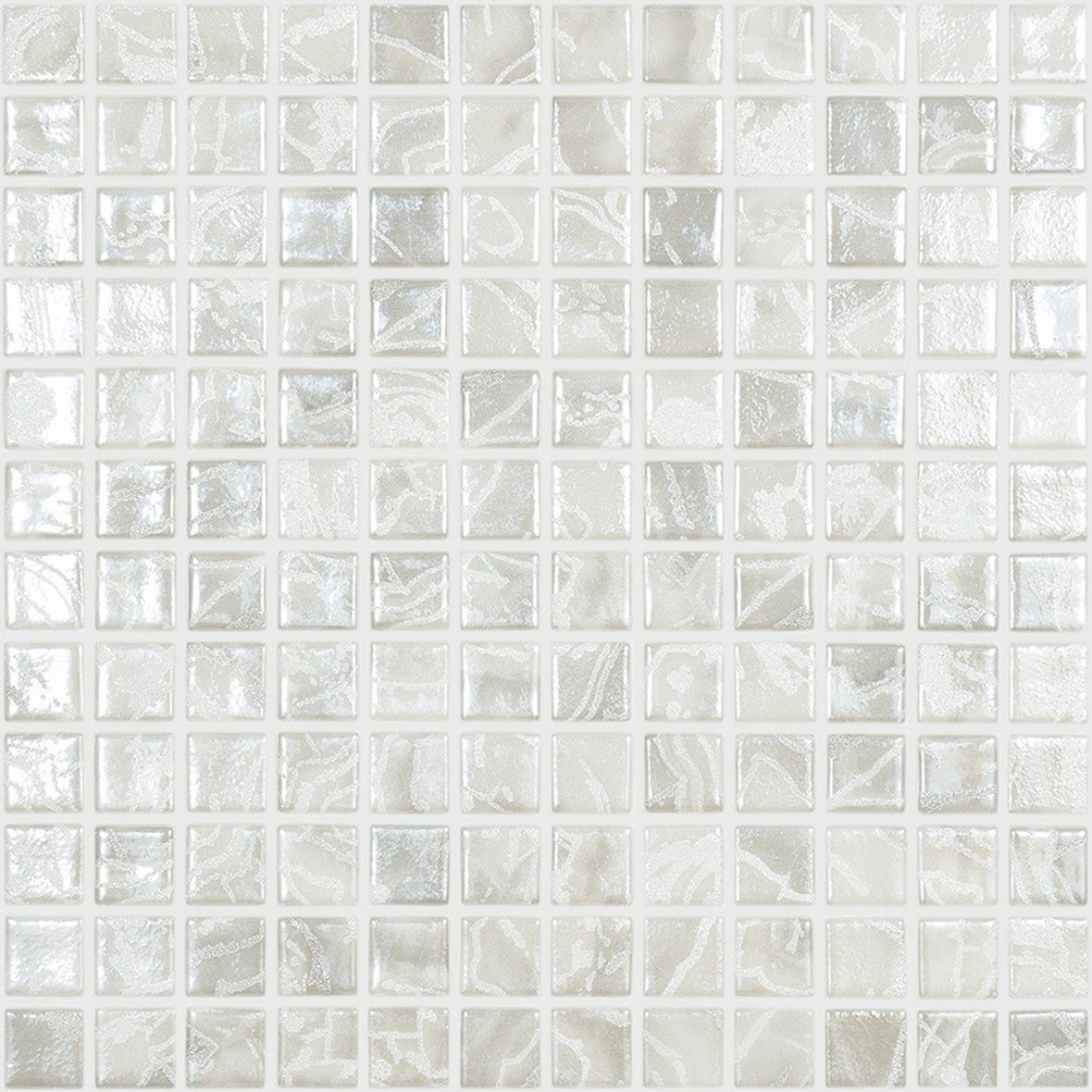 LPC Breeze lasilaatta mosaiikki seinälaatta lattialaatta 2,5X2,5 Space tasapintainen kiiltävä vaalea valkoinen kuvioitu
