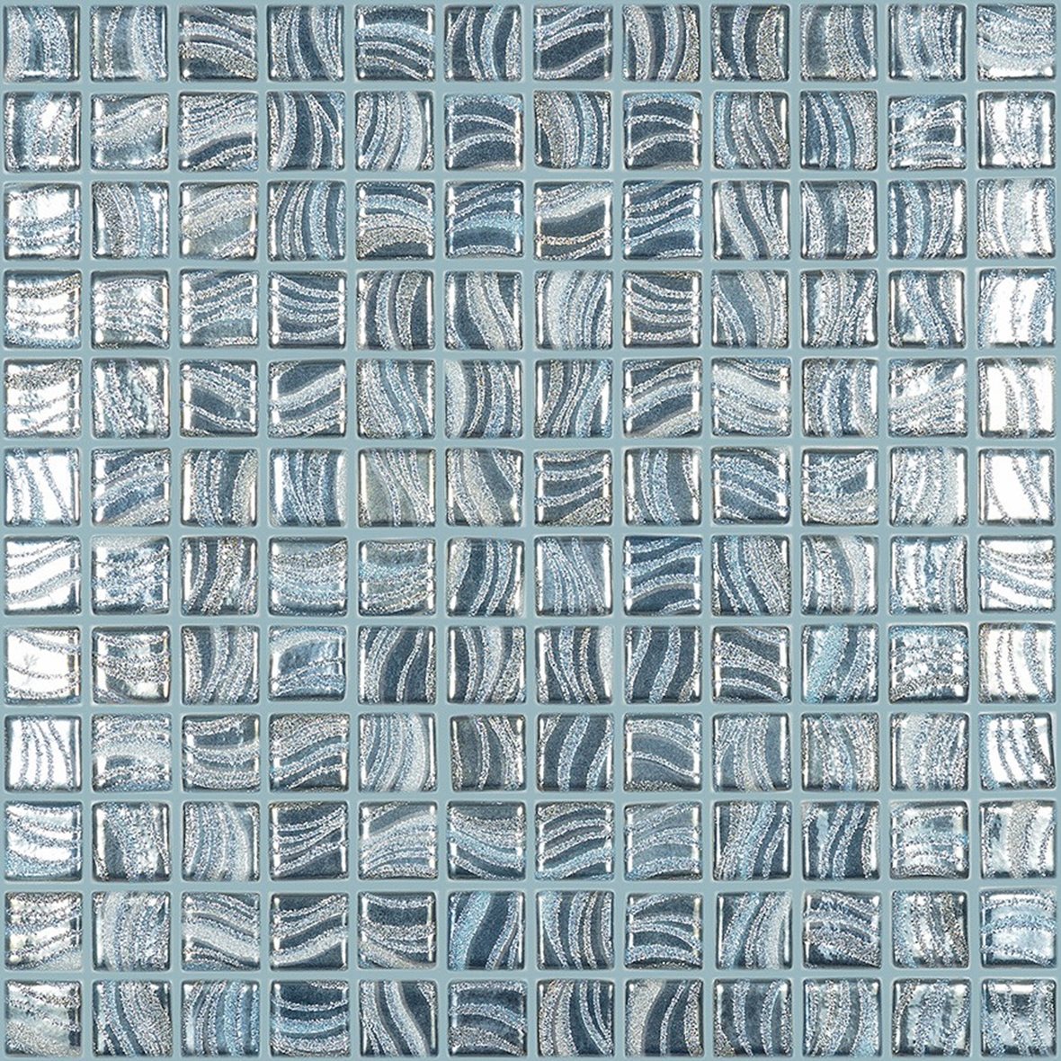 LPC Glitter lasilaatta mosaiikki seinälaatta lattialaatta 2,5X2,5 Blue tasapintainen kiiltävä keskitumma sininen kuvioitu