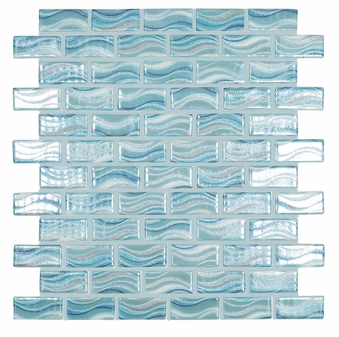 LPC Glitter lasilaatta mosaiikki seinälaatta lattialaatta 2,5X5 Sky tasapintainen kiiltävä vaalea sininen kuvioitu