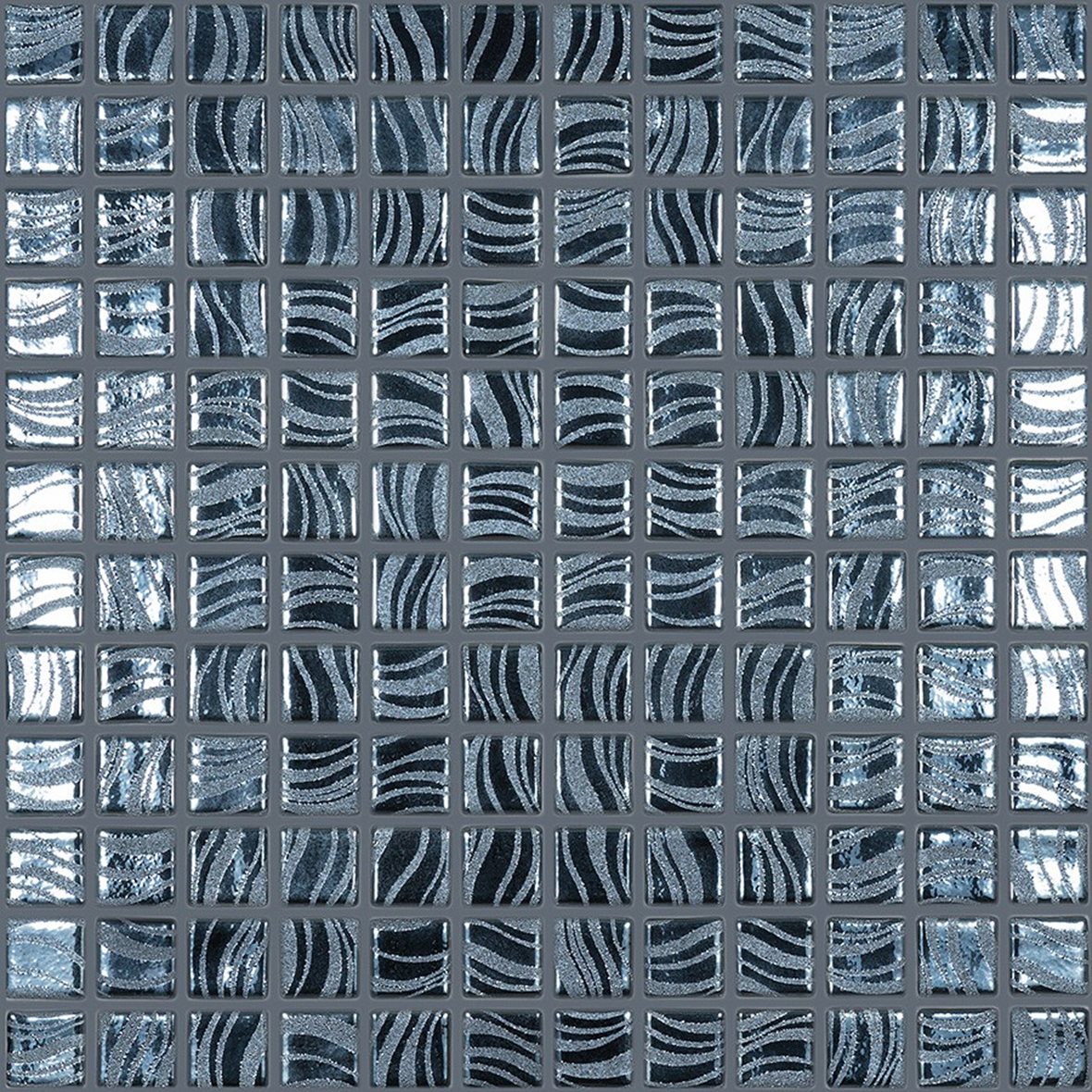 LPC Glitter lasilaatta mosaiikki seinälaatta lattialaatta 2,5X2,5 Black tasapintainen kiiltävä tumma musta kuvioitu