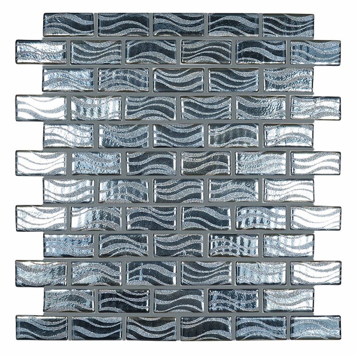 LPC Glitter lasilaatta mosaiikki seinälaatta lattialaatta 2,5X5 Black tasapintainen kiiltävä tumma musta kuvioitu