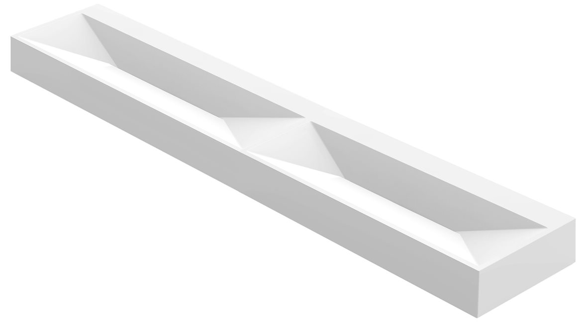 Balteco E-series seinään asennettava mittatilaus pesuallas 277,5-300X0X0 cm valkoinen kivikomposiitti kaksoisallas matta valkoinen
