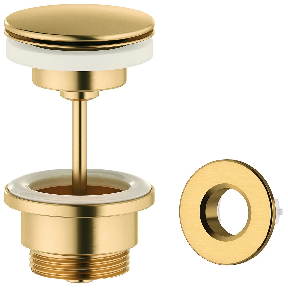 Damixa push-open pohjaventtiili PVD harjattu messinki