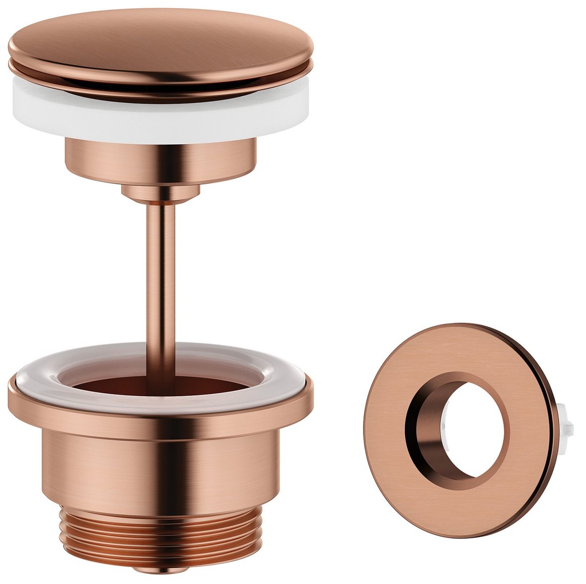 Damixa push-open pohjaventtiili PVD harjattu kupari