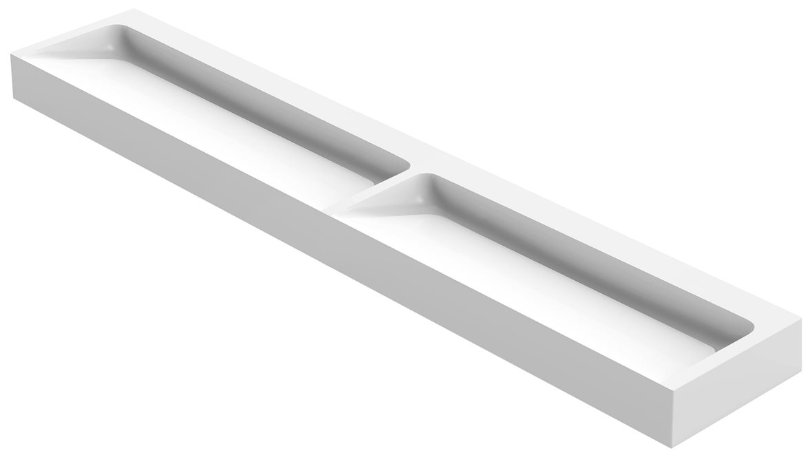 Balteco U-series seinään asennettava pesuallas 290X55X18 cm valkoinen kivikomposiitti kaksoisallas matta valkoinen