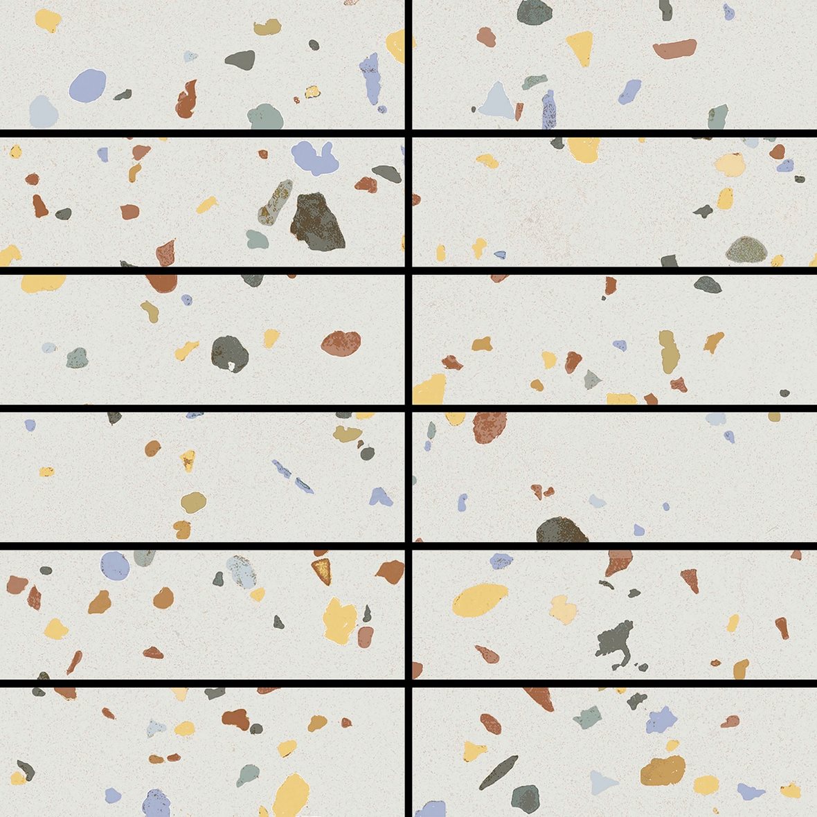 Pukkila Dandy Terrazzo lasitettu klinkkeri mosaiikki seinälaatta lattialaatta 3,2X9,9 White tasapintainen matta vaalea valkoinen terrazzo