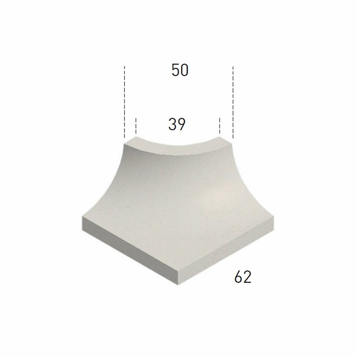 Pukkila Natura lasittamaton ulkokulmapala 5X6,2 valkoinen 2416DOC/UIC/1C tasapintainen matta valkoinen yksivärinen
