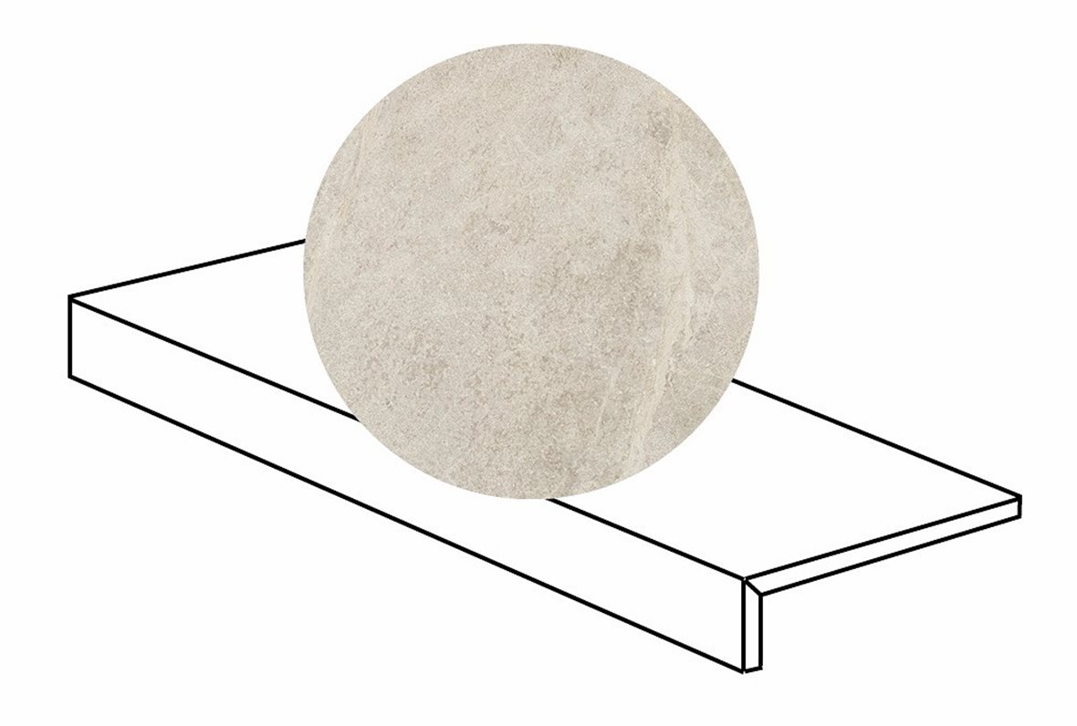 LPC Loimu lasitettu porraslaatta reunalla 15X60 05 valkoinen strukturoitu matta vaalea beige kivi