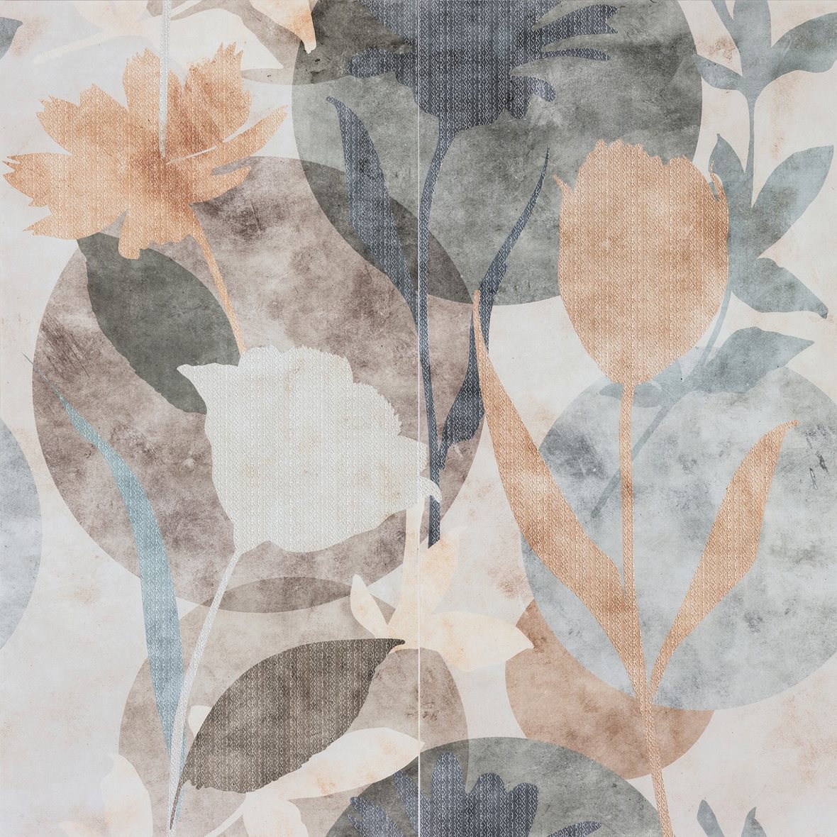 LPC Showall lasitettu kuviolaatta 120X120 Poppy tasapintainen matta kokonaisuus 120X120 keskitumma moniväri