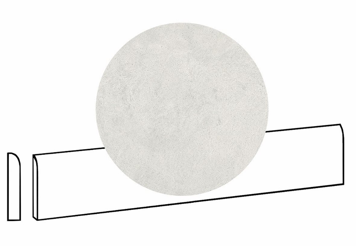 LPC Viva lasittamaton jalkalista pyöristetty pitkä sivu 7,2X60 01 jää tasapintainen matta vaalea valkoinen betoni