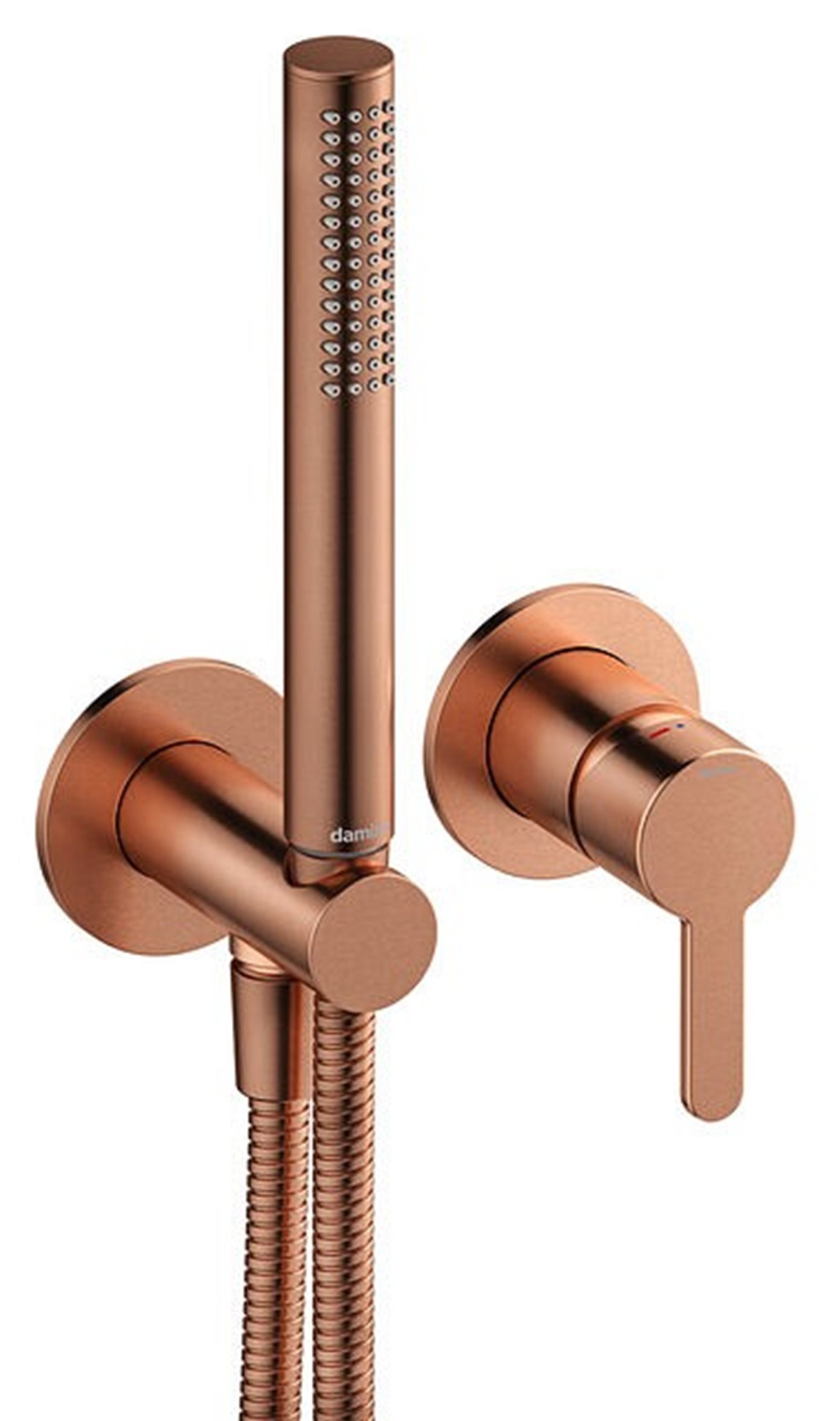 Damixa Silhouet piiloasennettava suihkusetti vipuhanalla erillisbideekäyttöön harjattu kupari