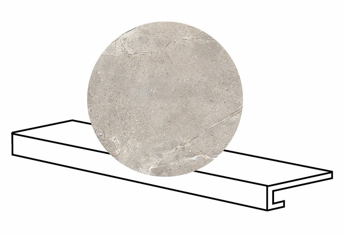 LPC Terranova lasitettu porraslaatta reunalla 33X120 01 greige tasapintainen matta keskitumma harmaa kivi