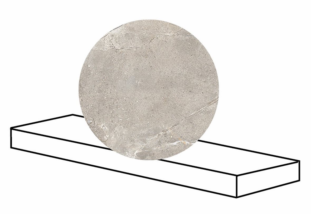LPC Terranova lasitettu porraslaatta reunalla kulmapala DX 33X120 01 greige tasapintainen matta oikea keskitumma harmaa kivi
