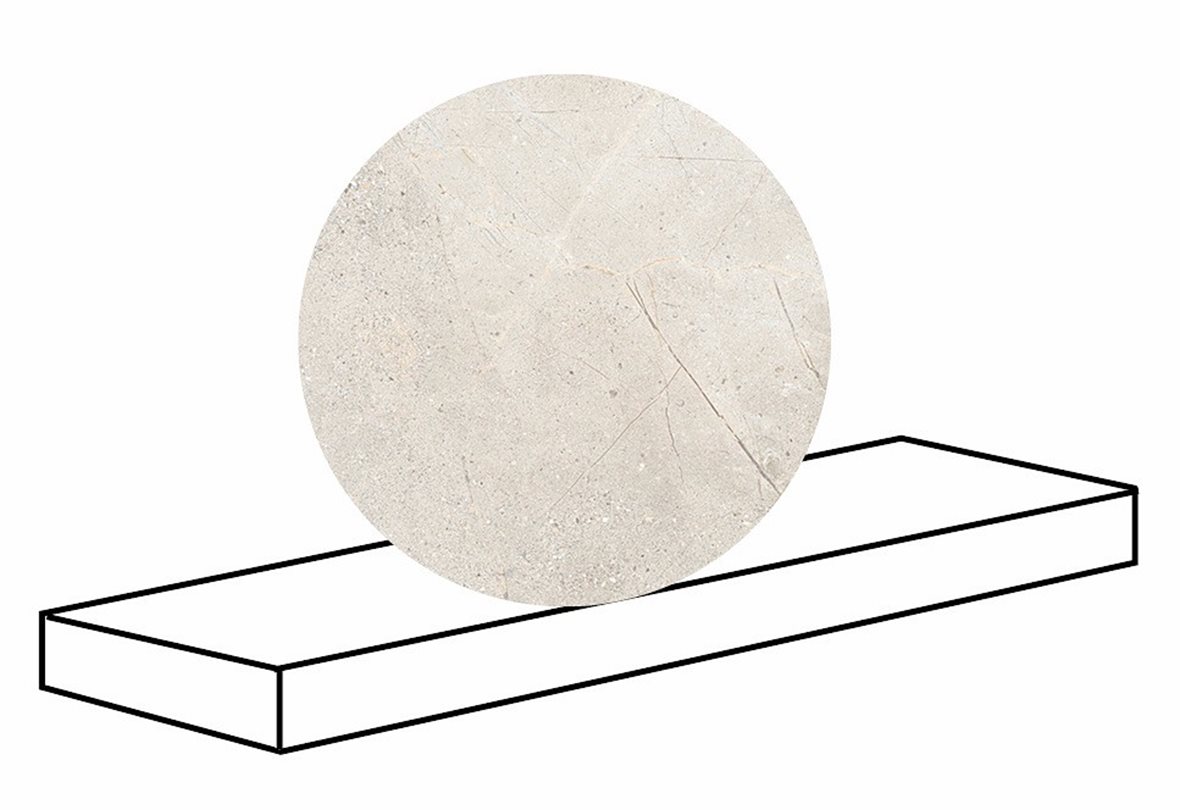 LPC Terranova lasitettu porraslaatta reunalla kulmapala SX 33X120 04 pale grey tasapintainen matta vasen vaalea harmaa kivi