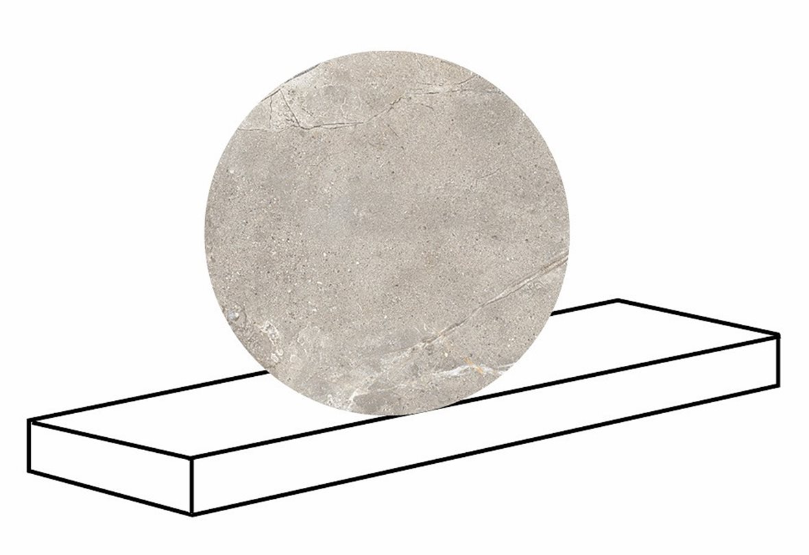 LPC Terranova lasitettu porraslaatta reunalla kulmapala SX 33X120 01 greige tasapintainen matta vasen keskitumma harmaa kivi