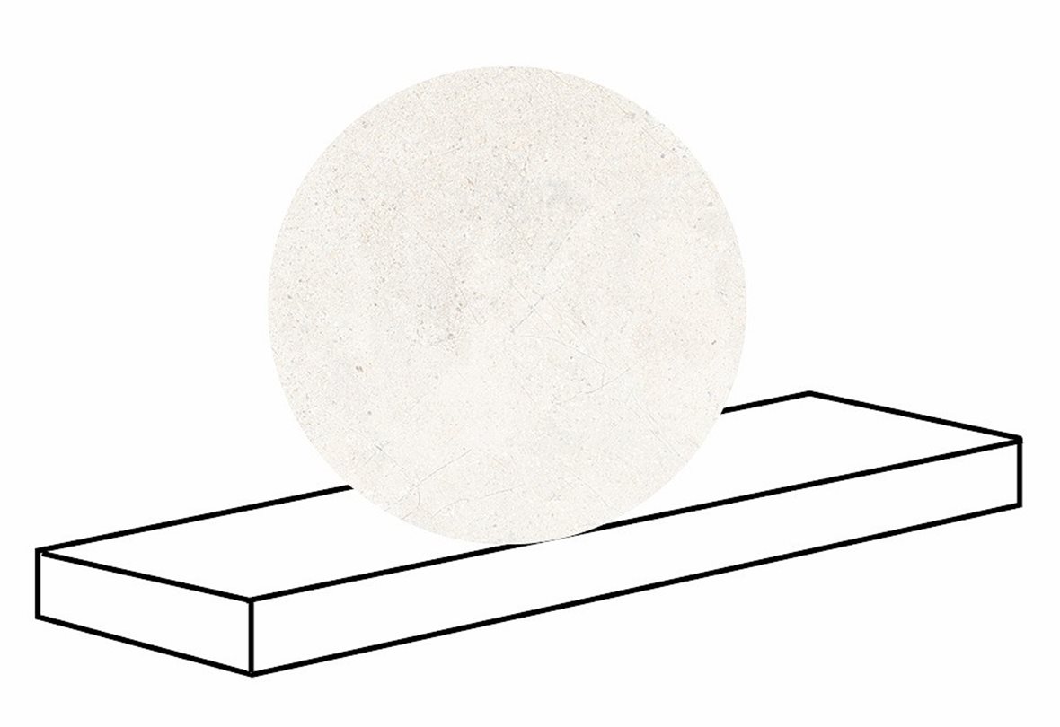 LPC Terranova lasitettu porraslaatta reunalla kulmapala SX 33X120 03 moon tasapintainen matta vasen vaalea valkoinen kivi