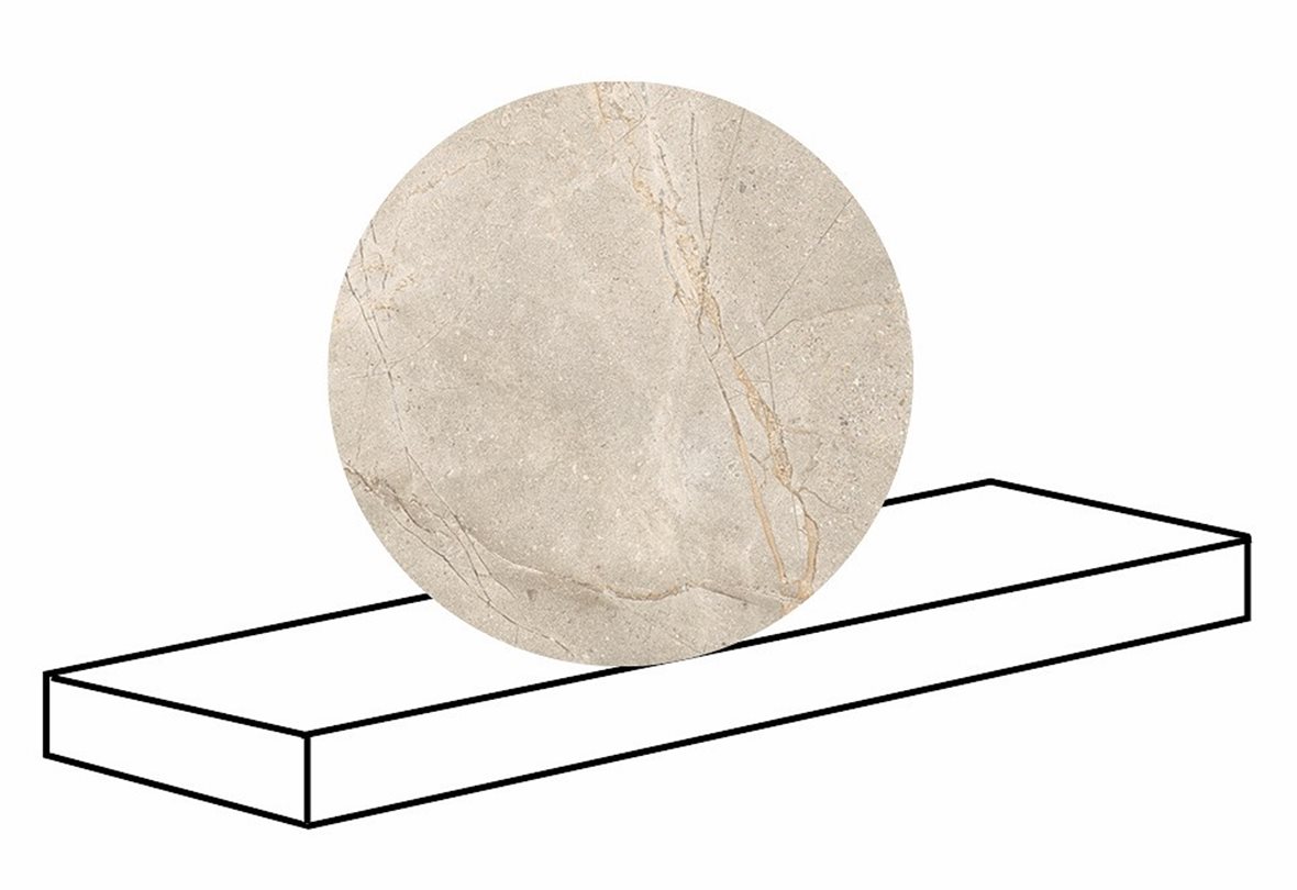 LPC Terranova lasitettu porraslaatta reunalla kulmapala SX 33X120 02 dune tasapintainen matta vasen vaalea beige kivi