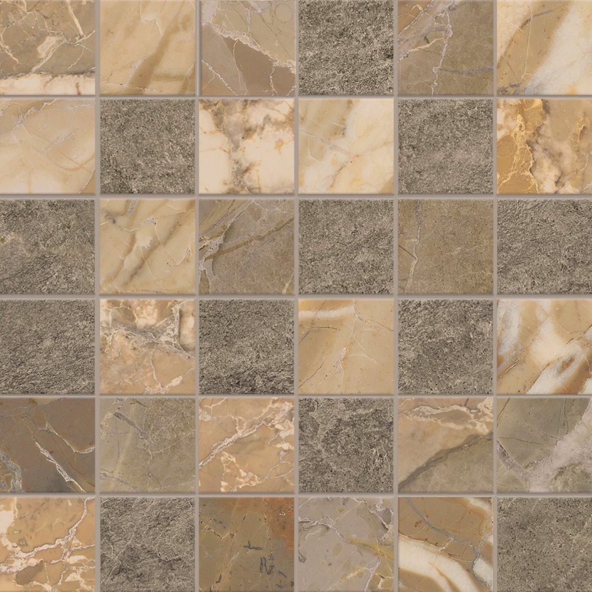 LPC Elysian lasitettu porcelanato mosaiikki seinälaatta lattialaatta 4,8X4,8 04 terra tasapintainen matta tumma ruskea kivi