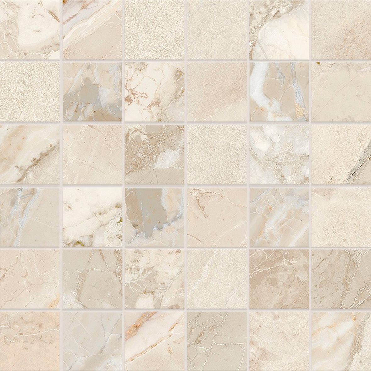 LPC Elysian lasitettu porcelanato mosaiikki seinälaatta lattialaatta 4,8X4,8 03H dawn tasapintainen puleerattu vaalea beige kivi