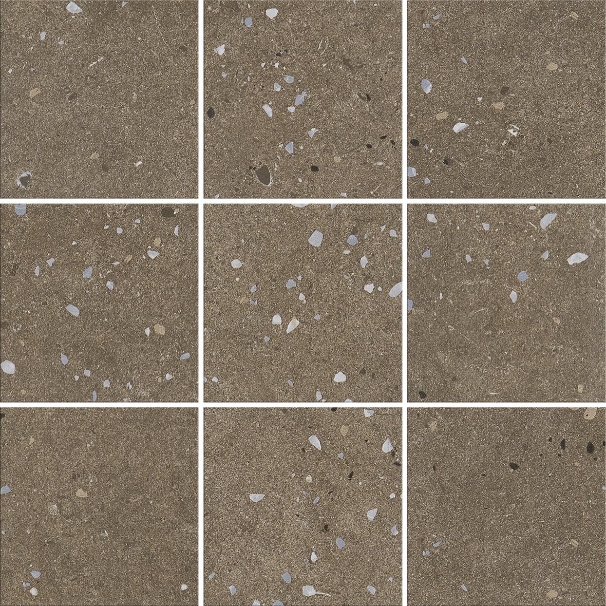 LPC Vienna lasitettu porcelanato seinälaatta lattialaatta 9,7X9,7 05 brown tasapintainen matta tumma ruskea terrazzo