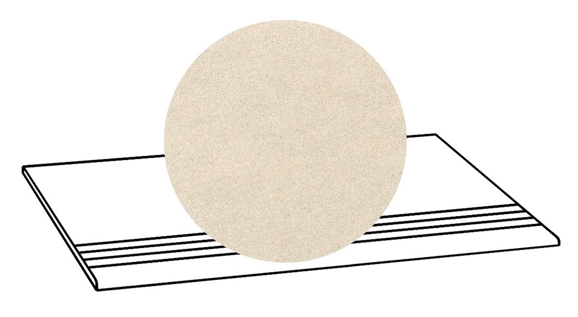 LPC Volcano Re60 lasittamaton porraslaatta liukuesteuralla 33X80 04 sand tasapintainen silotettu matta vaalea kivi